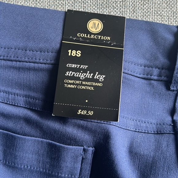 JM COLLECTION Regular Length Curvy-Fit Straight-Leg Blue Pants Comfort Size 18 S - Picture 2 of 10